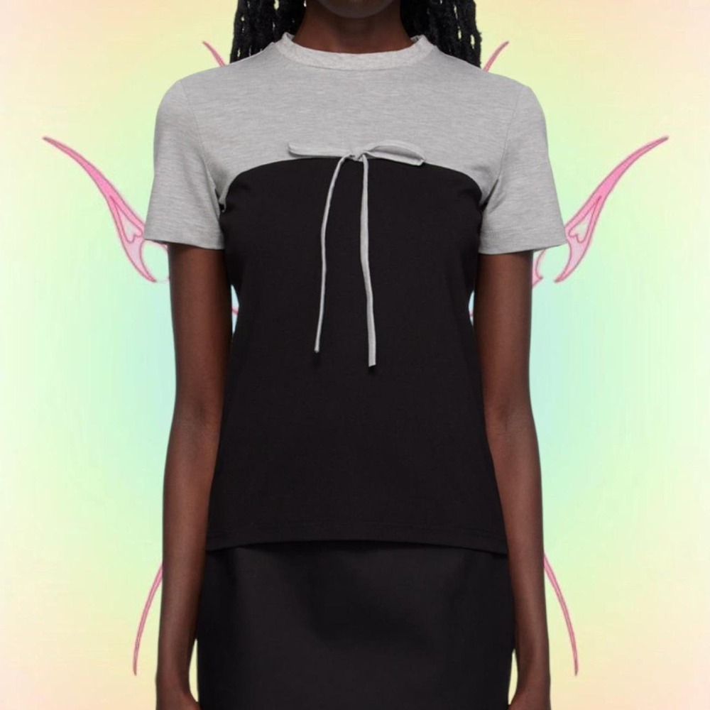 Fidan Novruzova Black Bow T-Shirt in Grey